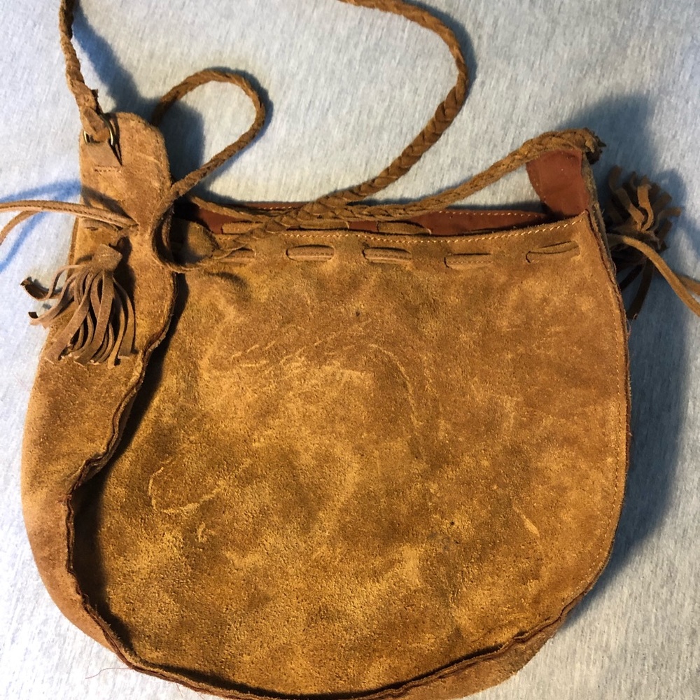 Suede leather shoulder bag